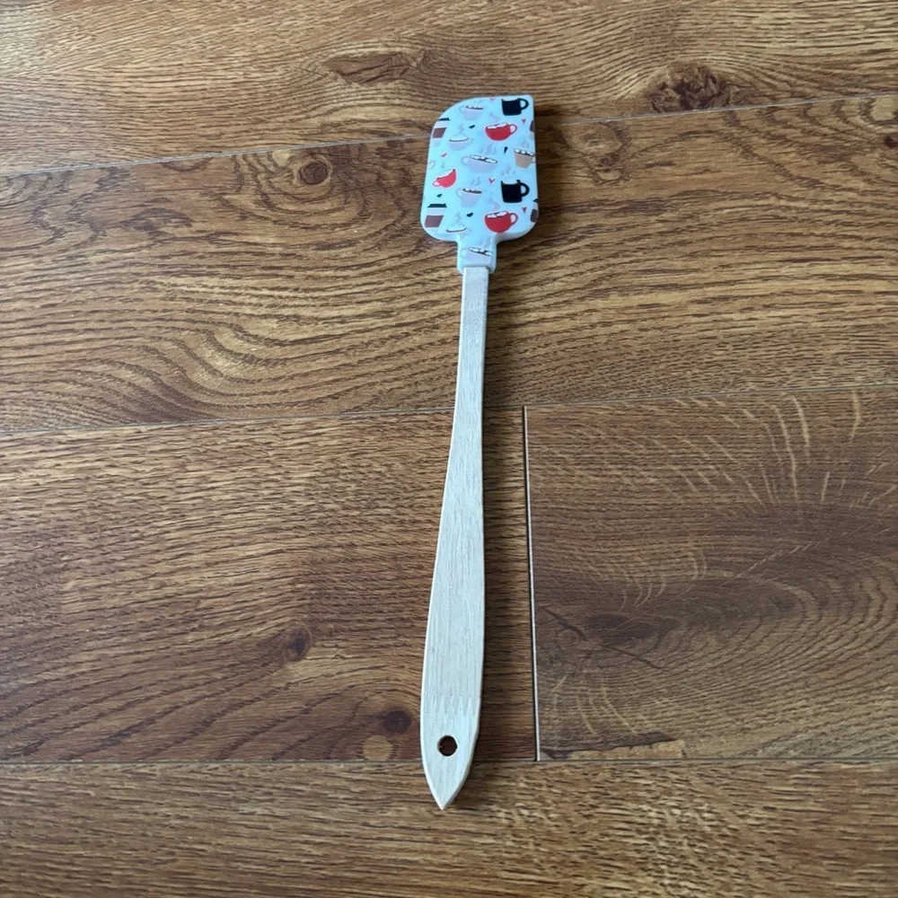 Coffee mug print Silicone Spatula with Wood Handle